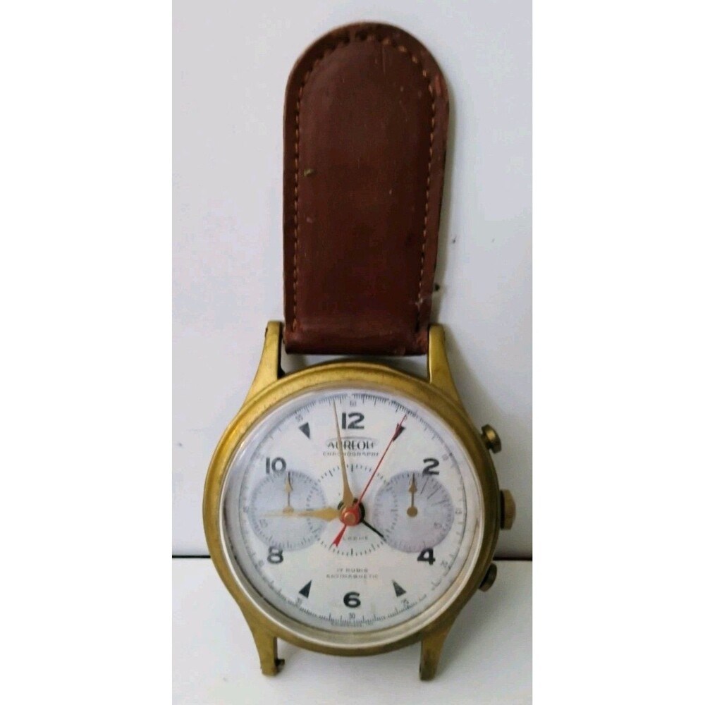 Vintage Timeworks Aureole Chronograph Desk Watch Table Alarm Clock Brass WORKING